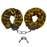 Металлические наручники с мехом леопардовые