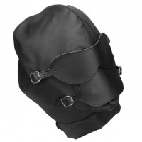 Кожаный бондажный шлем с кляпом